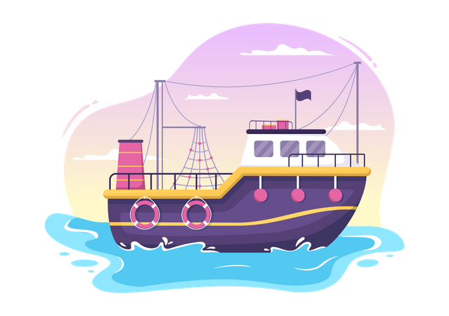 Barco flotante  Ilustración