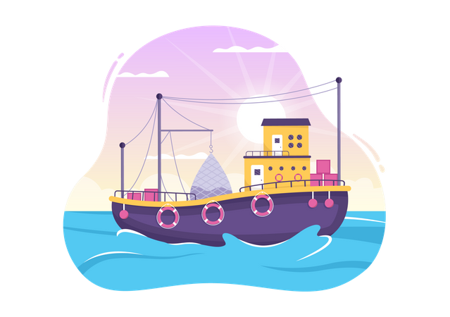 Barco pesquero  Ilustración