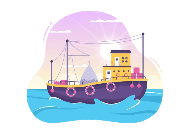 Barco pesquero  Ilustración