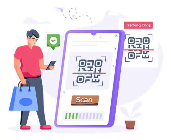 Barcode Shopping Illustration