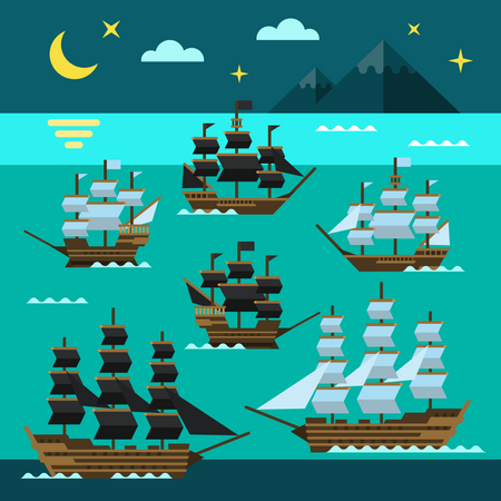 Barcos piratas  Ilustración