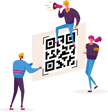 Bargeldlose Gesellschaft nutzt QR-Codes zur Zahlung  Illustration