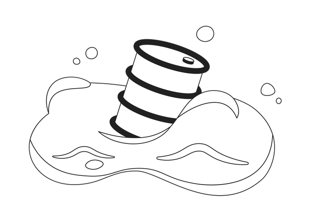 Baril de déchets dans l'eau  Illustration