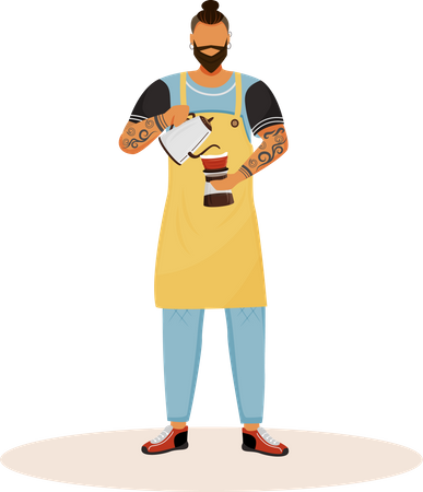 Barista avec barbe  Illustration