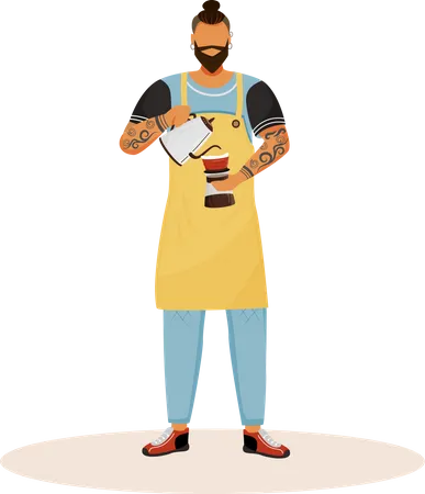 Barista avec barbe  Illustration