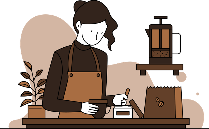 Barista está fazendo café  Ilustração