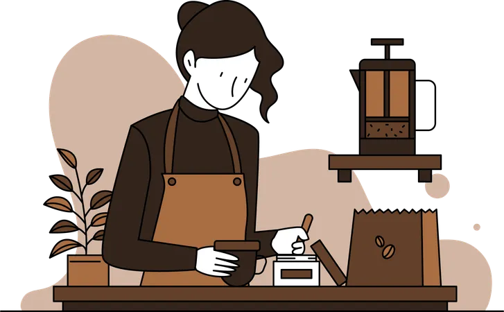 Barista está haciendo café  Ilustración