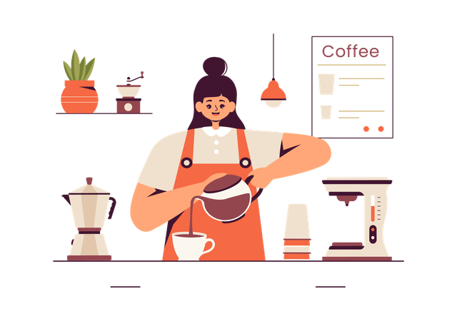 Barista préparant du café  Illustration