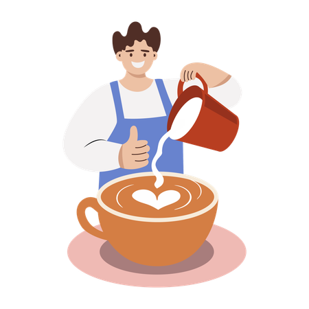 Barista préparant du café  Illustration