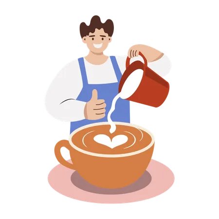 Barista préparant du café  Illustration