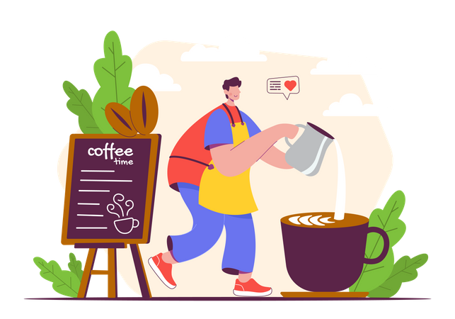 Barista fazendo café  Ilustração