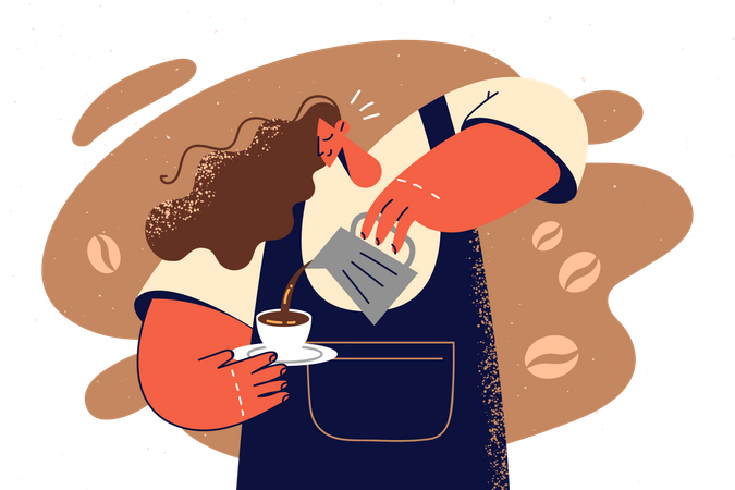 Barista feminina fazendo café  Ilustração