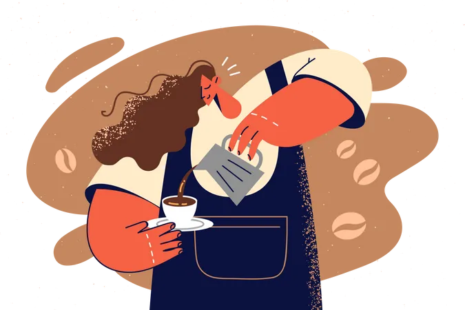 Barista feminina fazendo café  Ilustração