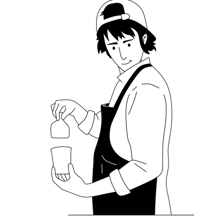 Barista masculin préparant du café  Illustration