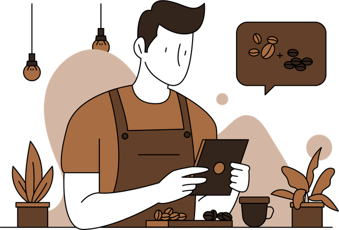 Barista Is Mixing Coffee Bean  イラスト