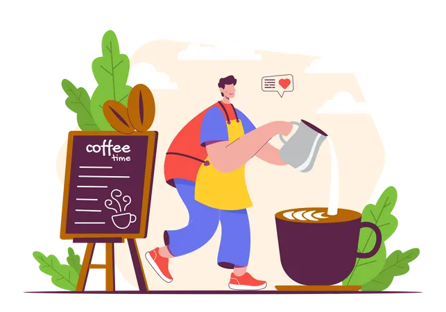 Barista beim Kaffeekochen  Illustration