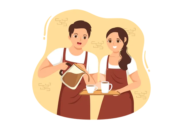 Barista Making Coffee Illustration