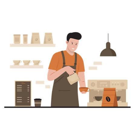 Barista making coffee  Illustration