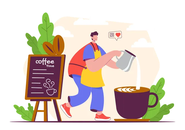 Barista Making Coffee  Illustration