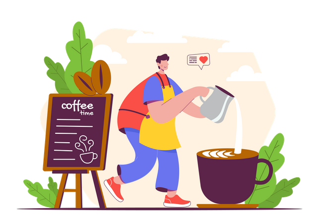 Barista Making Coffee  Illustration