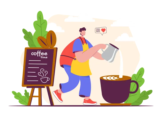 Barista Making Coffee  Illustration