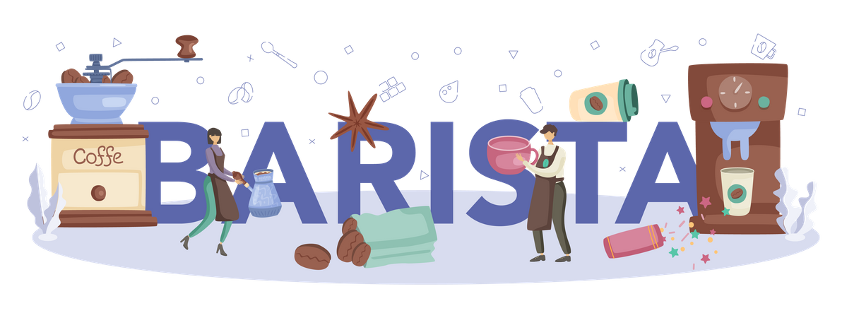 Barista making coffee  イラスト