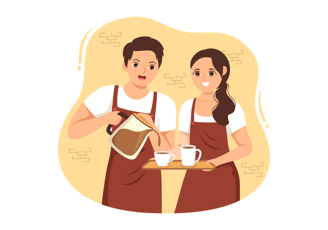 Barista Making Coffee  Illustration