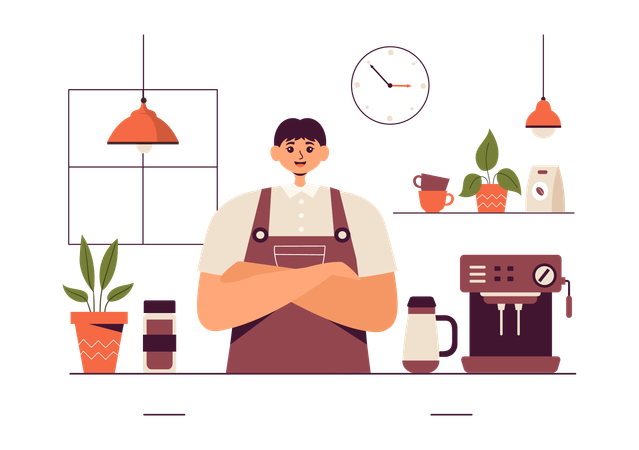 Barista Making Coffee  Illustration