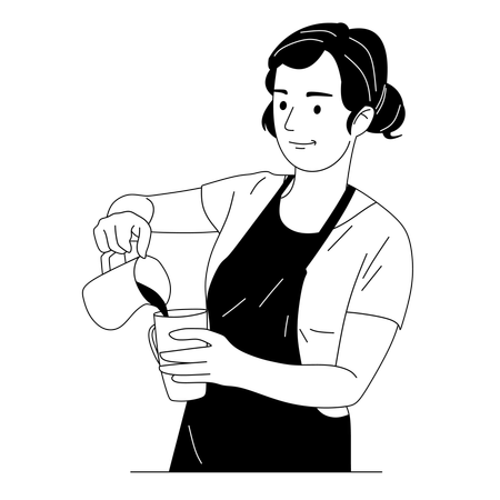 Barista preparando espresso  Ilustración