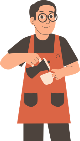 Barista préparant du café  Illustration