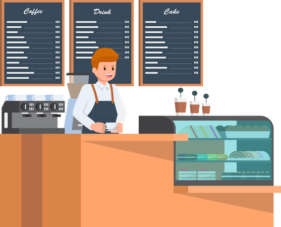 Barista préparant le café  Illustration