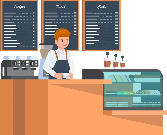 Barista préparant le café  Illustration