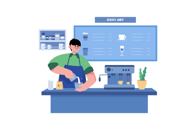Barista preparing coffee  Illustration