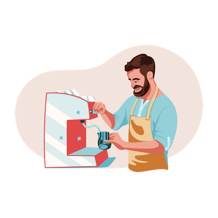 Barista making coffee Illustration