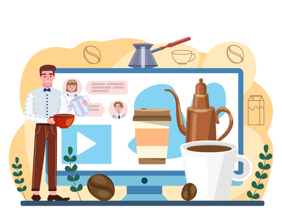 Serviço on-line de barista  Ilustração