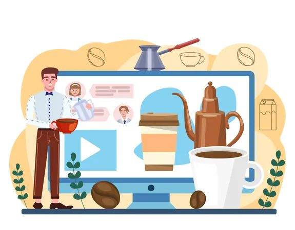 Serviço on-line de barista  Ilustração