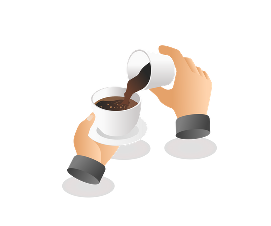 Barista sirviendo café  Ilustración