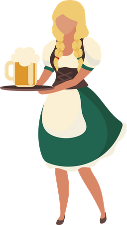 Barmaid wearing authentic outfit Illustration