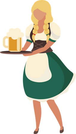 Barmaid wearing authentic outfit  Illustration