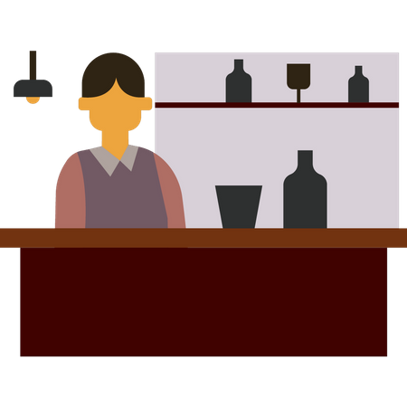 Barman no bar  Ilustração