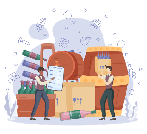 Barman preparing alcoholic drinks with shaker  Illustration