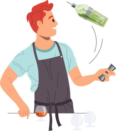 Barman preparing cocktail drink at bar  Illustration