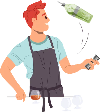 Barman preparing cocktail drink at bar  Illustration