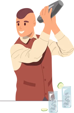 Barman preparing cocktail drink at bar  Illustration