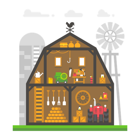 Barn house interior Illustration