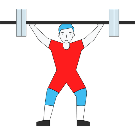 Homem levantando peso com barra  Ilustração