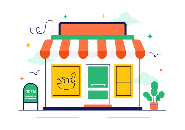 Barra de sushi  Ilustración