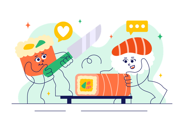 Barra de sushi  Ilustración