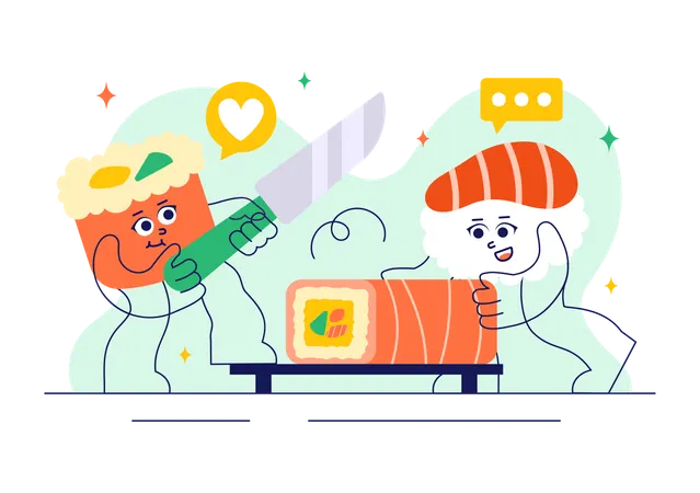 Barra de sushi  Ilustración