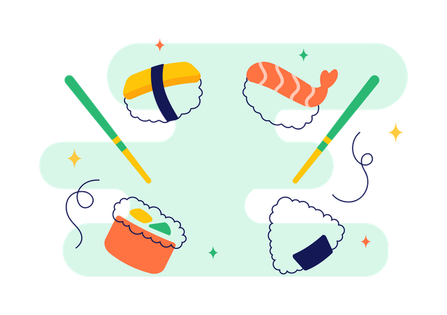 Barra de sushi  Ilustración